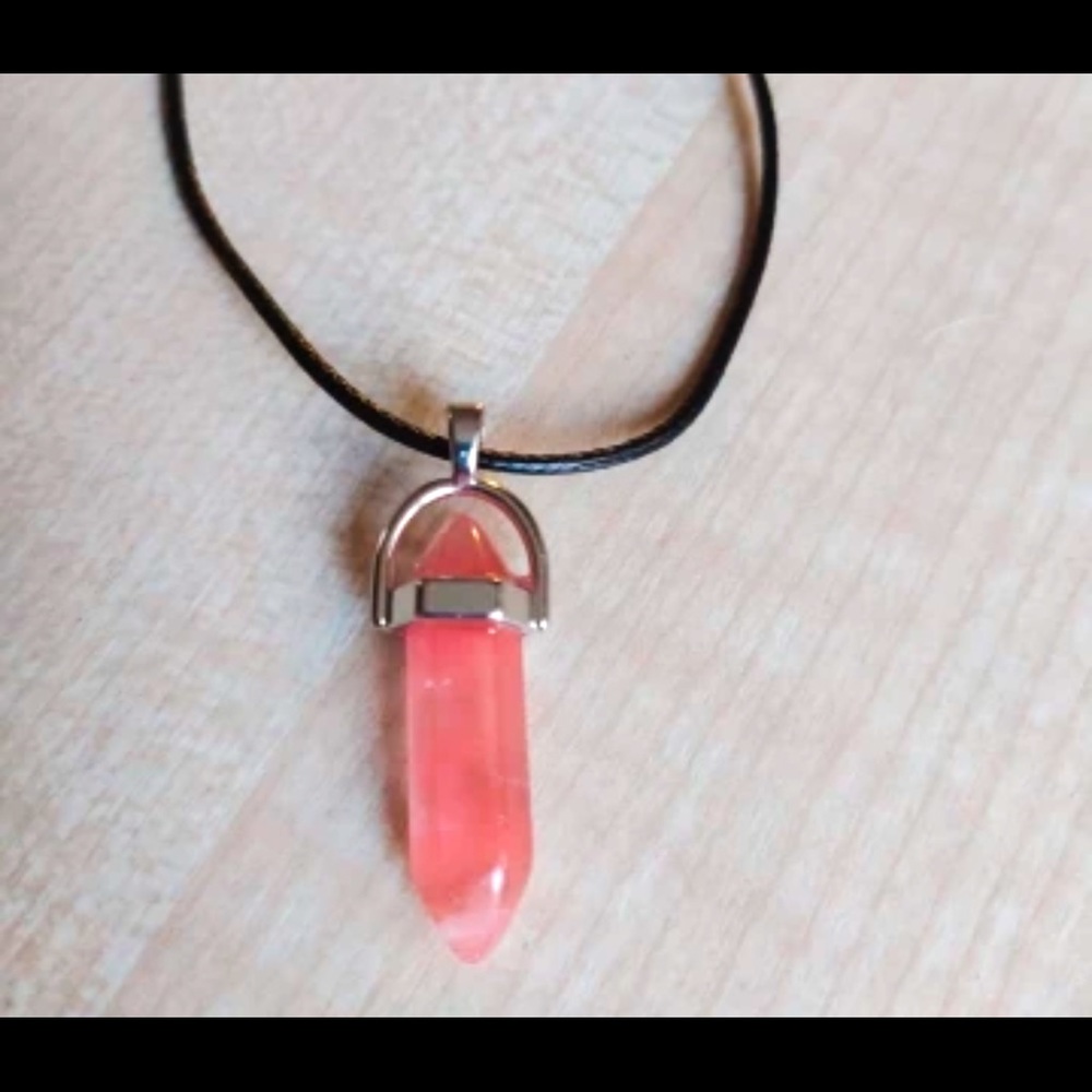 ‼️RELISTED‼️ Rose Quartz Crystal Silver Leather Necklace - Picture 6 of 14